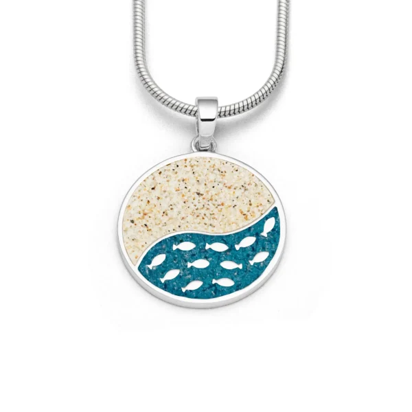 Anhänger*Dur schmuck Anhänger "Fischschwarm" Strandsand/Steinsand blau