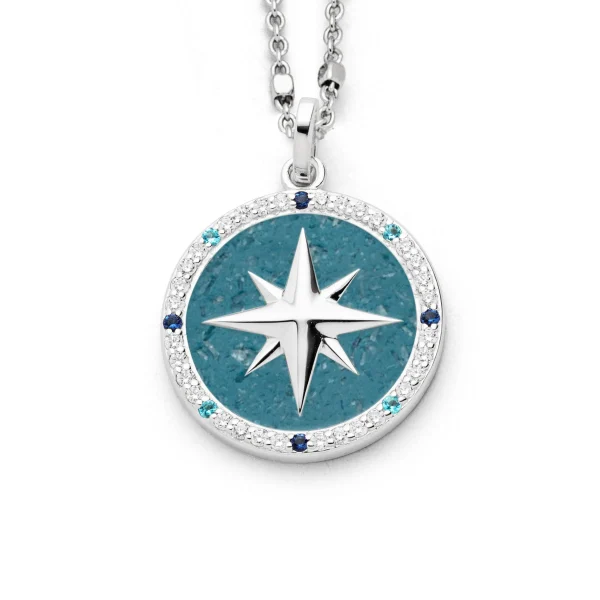 Anhänger*Dur schmuck Anhänger "Kompassrose 2.0" Zirkonia und blauem Steinsand