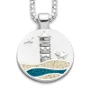 Anhänger*Dur schmuck Anhänger Strandwellen "Pilsumer Leuchtturm"Strandsand/bl. Steinsand