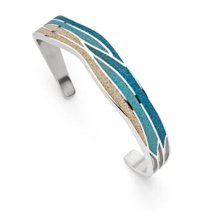 Armbänder*Dur schmuck Armspange "Strandwellen" Strandsand/blauer Steinsand