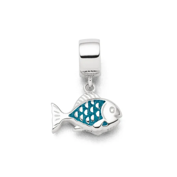 Beads & Charms | Echte Sehnsucht*Dur schmuck Charm "Fisch" Steinsand blau