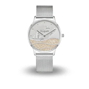 Dur Uhr*Dur schmuck DUR Uhr 40er "Göhren" Strandsand, Mesh Band Edelstahl