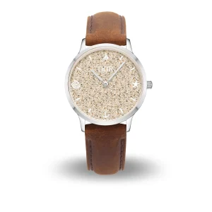 Dur Uhr*Dur schmuck DUR Uhr 36er "Maritim" Strandsand, Lederband braun