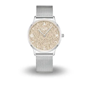 Dur Uhr*Dur schmuck DUR Uhr 36er "Maritim" Strandsand, Mesh Band Edelstahl