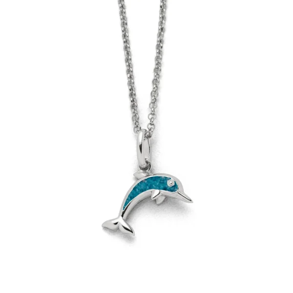 Echte Sehnsucht*Dur schmuck Kette "Delfin" Blauer Steinsand