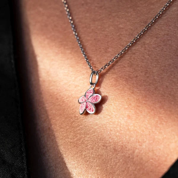 Echte Sehnsucht*Dur schmuck Kette "Plumeria Blüte" Bernstein