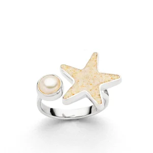 Ringe*Dur schmuck Ring "Sandseestern/Perle" Strandsand