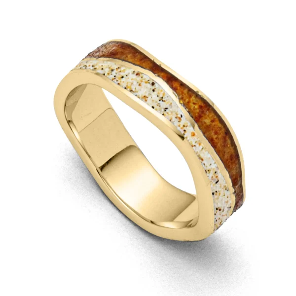 Ringe*Dur schmuck Ring "Strandwellen"mit Bernstein, vergoldet