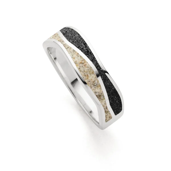 Ringe*Dur schmuck Ring "Welle" Strandsand/Lavasand rhodiniert