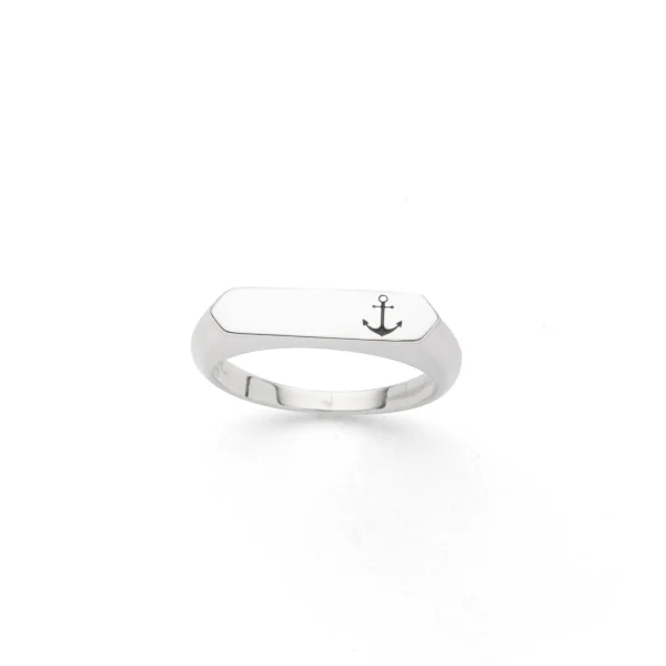 Ringe*Dur schmuck Signet Ring "Anker" oxidiert